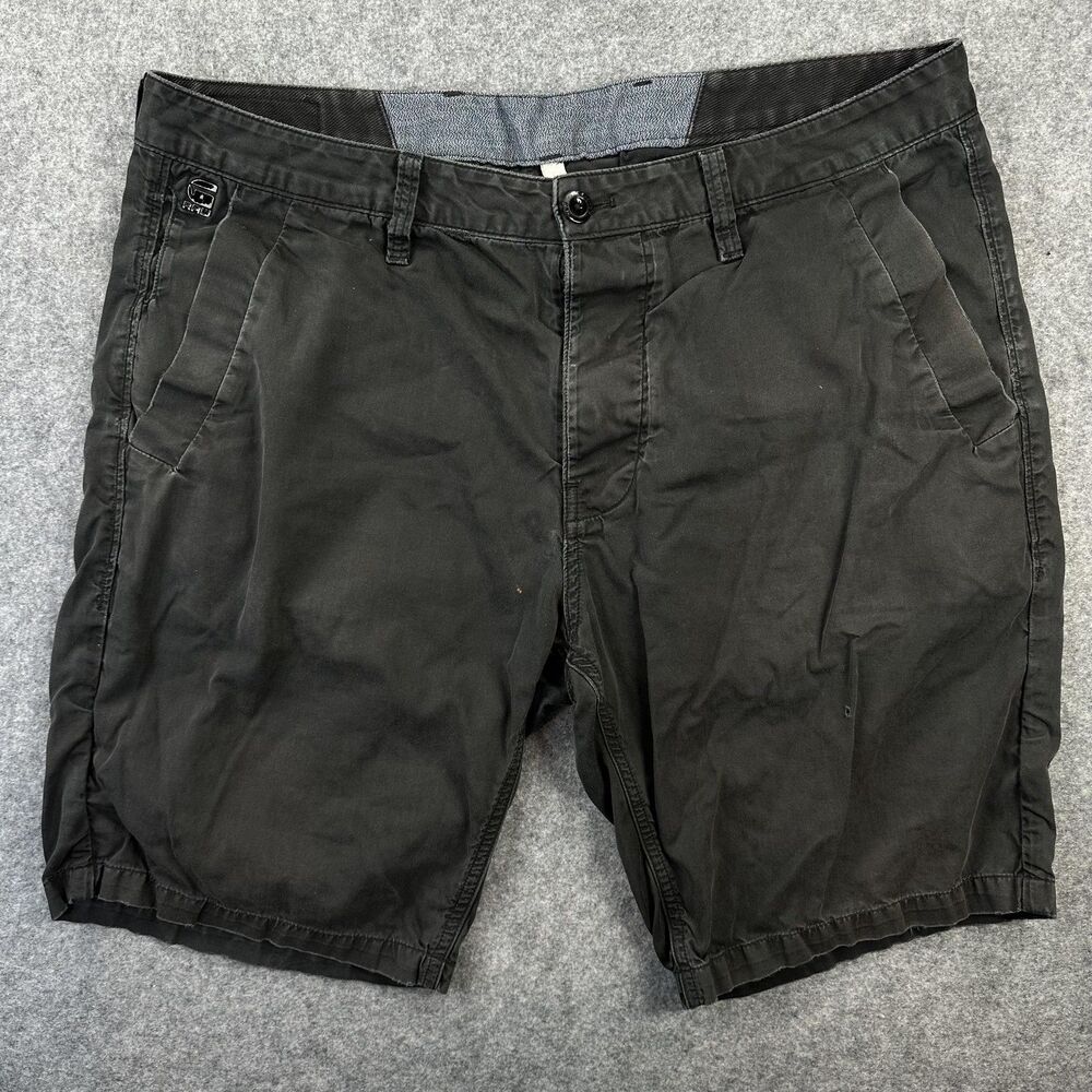 G-Star RAW Correct Shorts Mens 36 Black Chino 9 Inseam Flat Front Cotton Casual